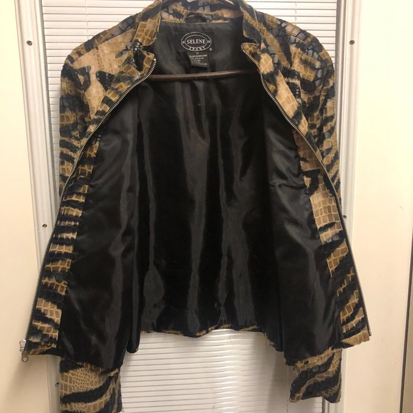 Selene Sport Women's Jacket Blazer Snakeskin Zebra Animal Print Full-zip Sz 12 - Picture 3 of 10